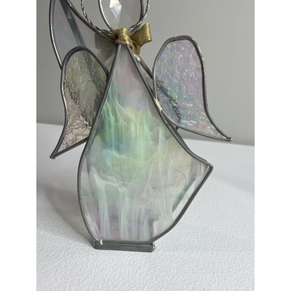 Stained Glass Art Angel Suncatcher Figurine Lute Musical Instrument - Picture 8 of 12